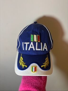 Kid’s Blue Italia Italian Italy Flag and Crest Classic Baseball Cap Velcro Youth